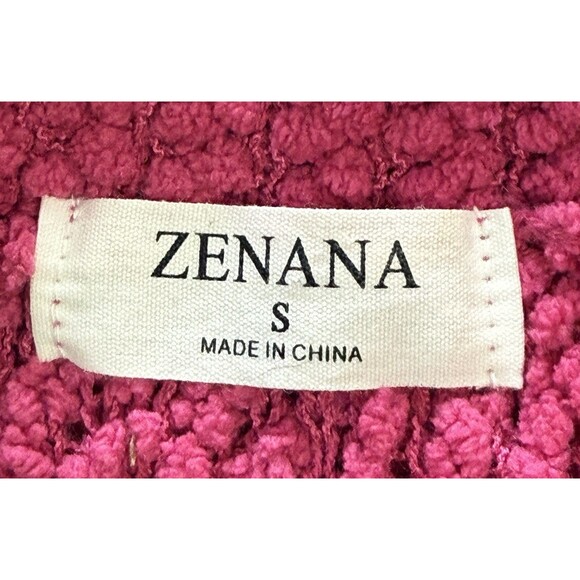 Zenana Women’s Hot Pink Popcorn Textured Sweater Cozy Soft Minimalist Dopamine S - Picture 5 of 9